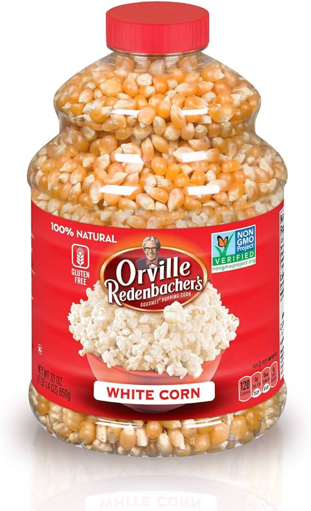 Orville Redenbacher's Original Gourmet White Popcorn Kernels, Gluten Free, 30 Ounce Jar (6 Pack) | Amazon (US)