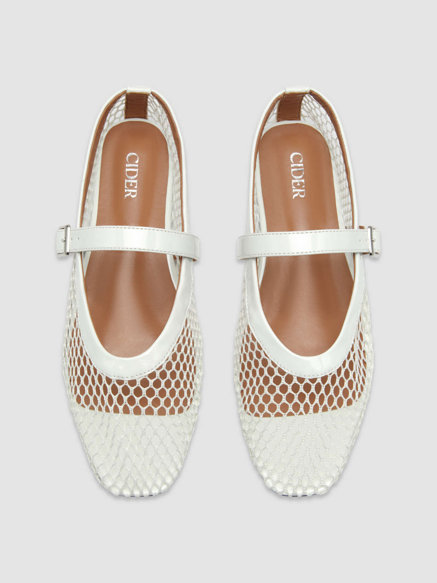 FAUX LEATHER MESH MARY JANE FLATS... | Cider