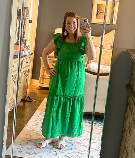 Spring OOTD (ignore the wrinkles) 

Love this green midi from Amazon paired with my new fave white sandals from Target  

#LTKshoecrush #LTKfindsunder50 #LTKSeasonal