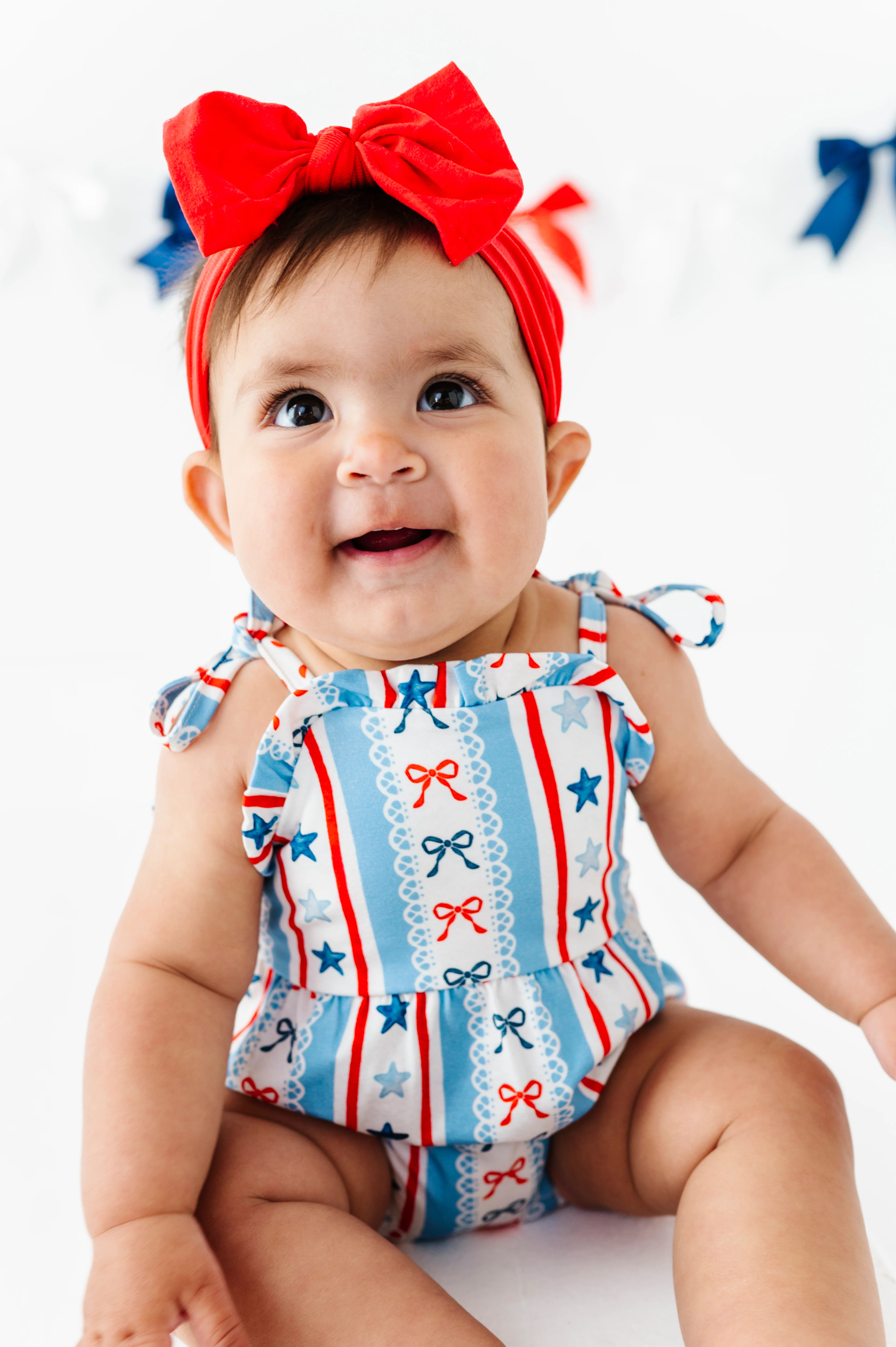 Pretty Patriotic Bubble Romper | Bamboo 4th of July Baby Romper | Birdie Bean