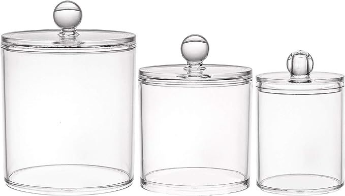 Tbestmax 10/20/36 Oz Cotton Swab/Ball/Pad Holder, Qtip Apothecary Jar Clear Bathroom Containers D... | Amazon (US)