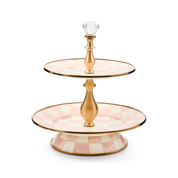 MacKenzie-Childs Rosy Check Two Tier Sweet Stand | MacKenzie-Childs