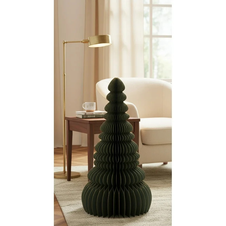 Honeycomb Paper Tree Christmas Decoration, Green, 35", by Holiday Time - Walmart.com | Walmart (US)