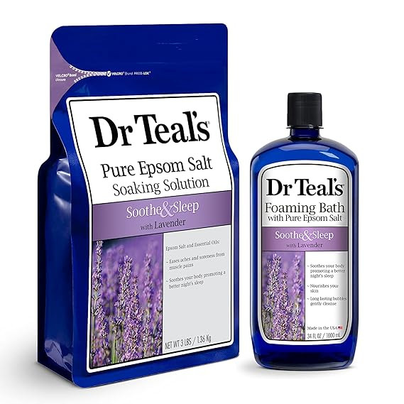 Dr. Teal's Epsom Salt Soaking Solution and Foaming Bath with Pure Epsom Salt Combo Pack, Lavender | Amazon (US)
