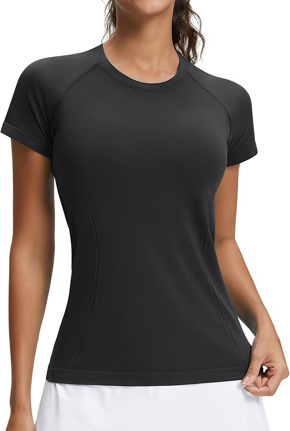 Stelle Women Seamless Workout Shirts Short Sleeve Athletic Top Yoga Gym Running T-Shirts | Amazon (US)