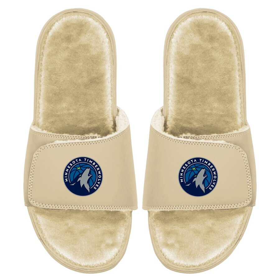 Men's Minnesota Timberwolves ISlide Tan Dune Faux Fur Slide Sandals | NBA store