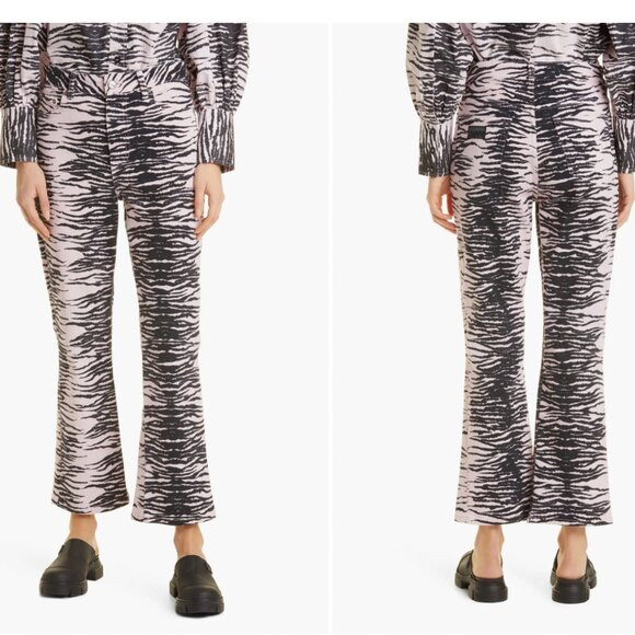 Ganni Betzy Tiger Stripe Kick Flare Stretch Organic Cotton Jeans | Poshmark