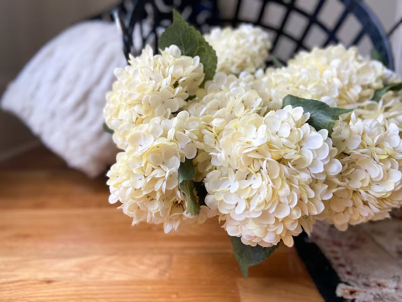 Hydrangea Faux Stem Cream 3 Stems 13 Inch - Etsy | Etsy (US)