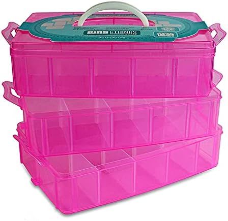 Amazon.com: Bins & Things Stackable Storage Container with 30 Adjustable Compartments - Pink - Cr... | Amazon (US)