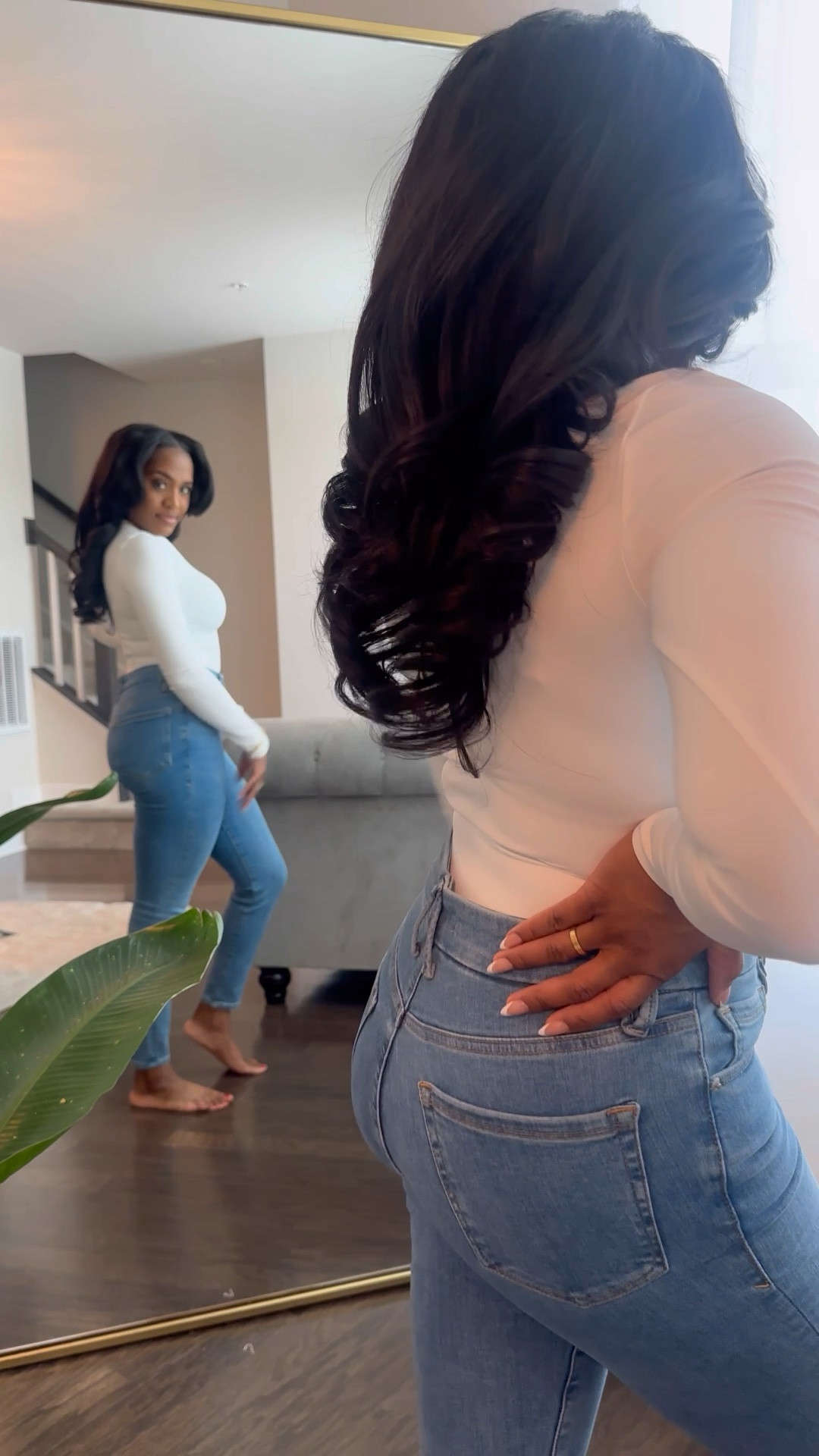 Get $50 off your first order of the best fitting jeans! These ‘always fits' jeans fit up to four sizes. I’m wearing a 00-4 and they fit like a glove. Here I paired it with the buttery soft scuba body suit. *chefs kiss* 

#LTKMostLoved #LTKstyletip #LTKsalealert