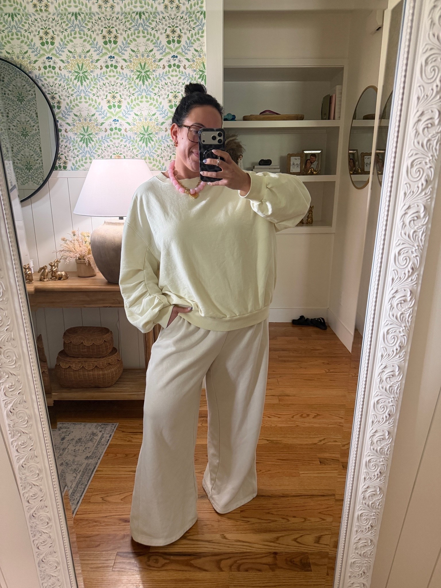 Easy ootd for a WFH day comfy cozy with a side of bright accessories!!

#LTKgrwm #LTKMidsize #LTKWorkwear