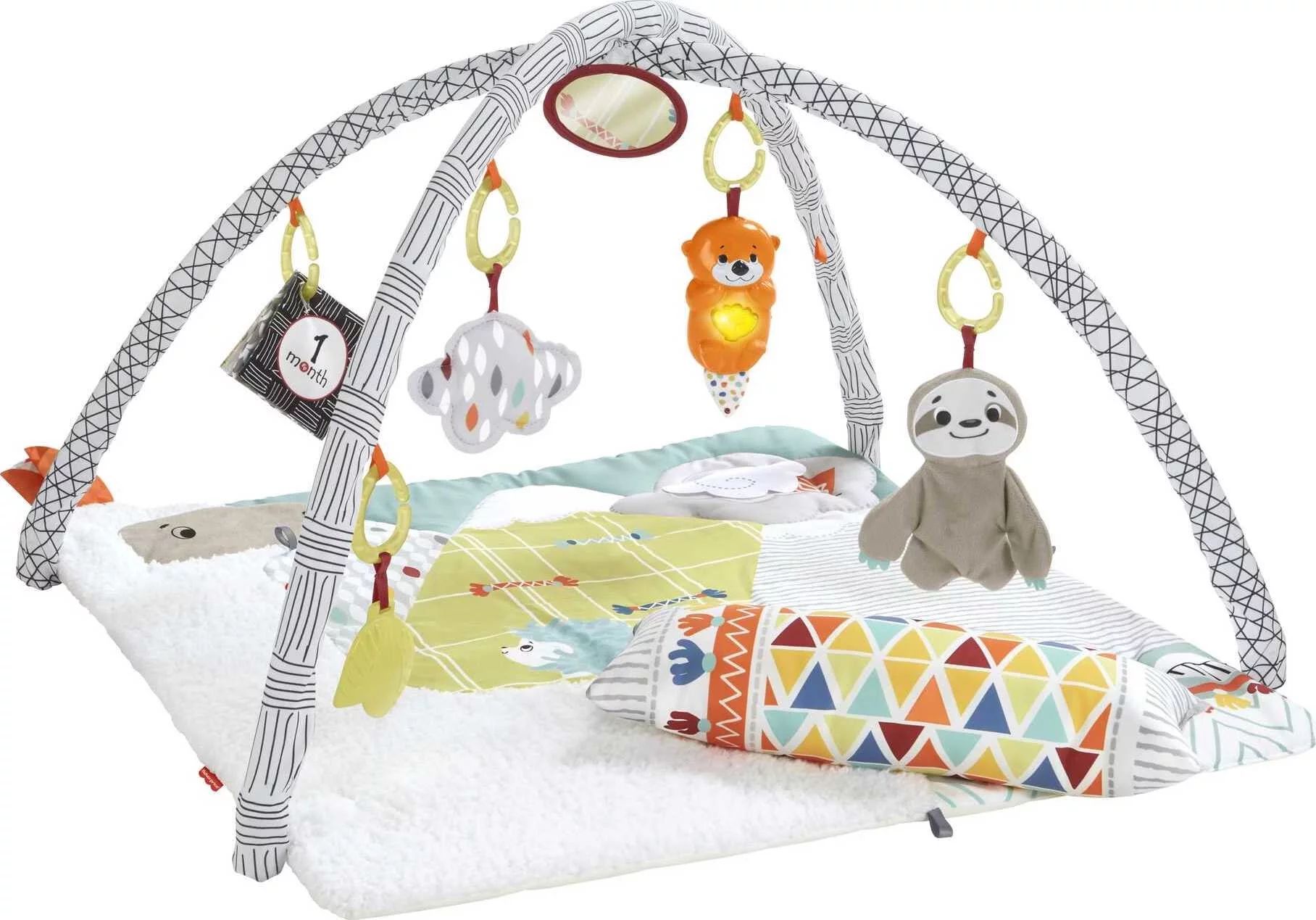 Fisher-Price Perfect Sense Deluxe Gym Baby Playmat with Tummy Wedge & 6 Sensory Toys | Walmart (US)