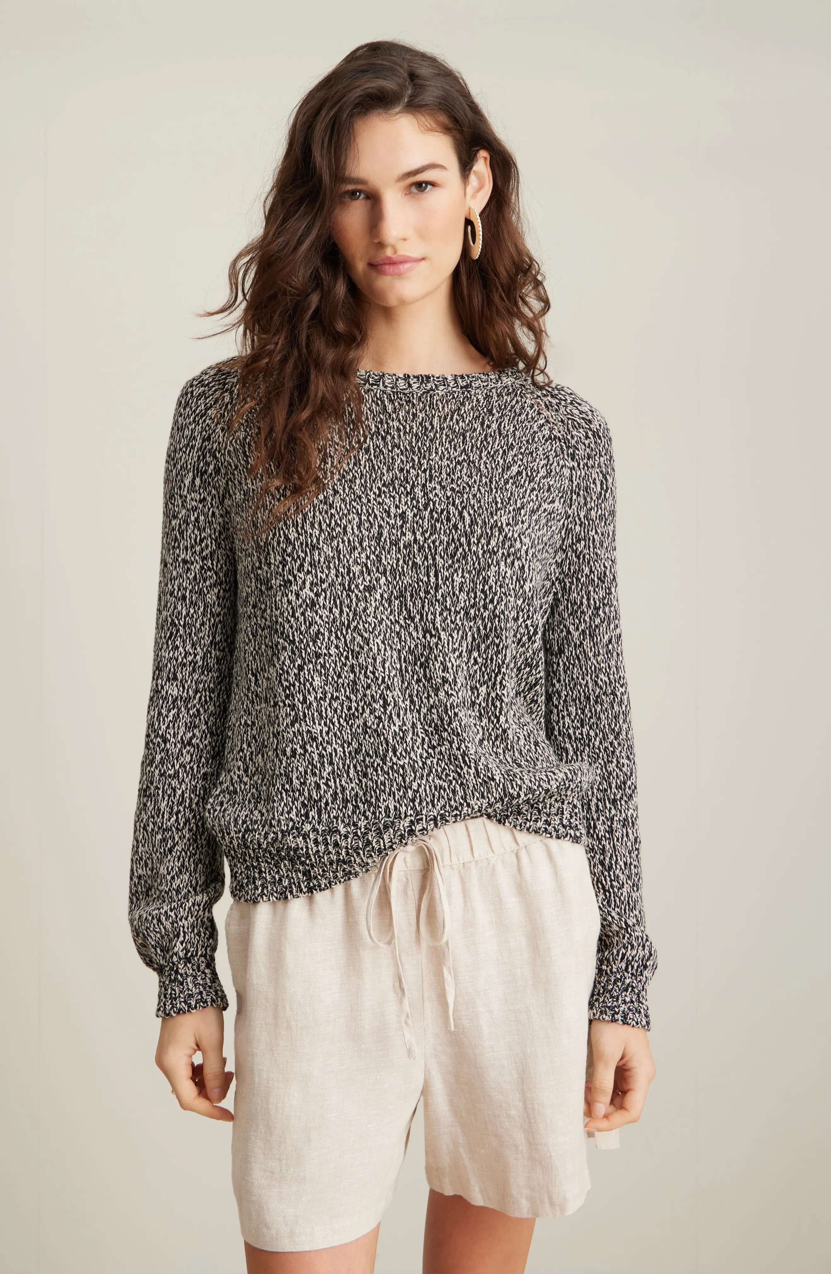 Nordstrom Raglan Sweater in Black- Beige Marl at Nordstrom Rack, Size X-Large | Nordstrom Rack