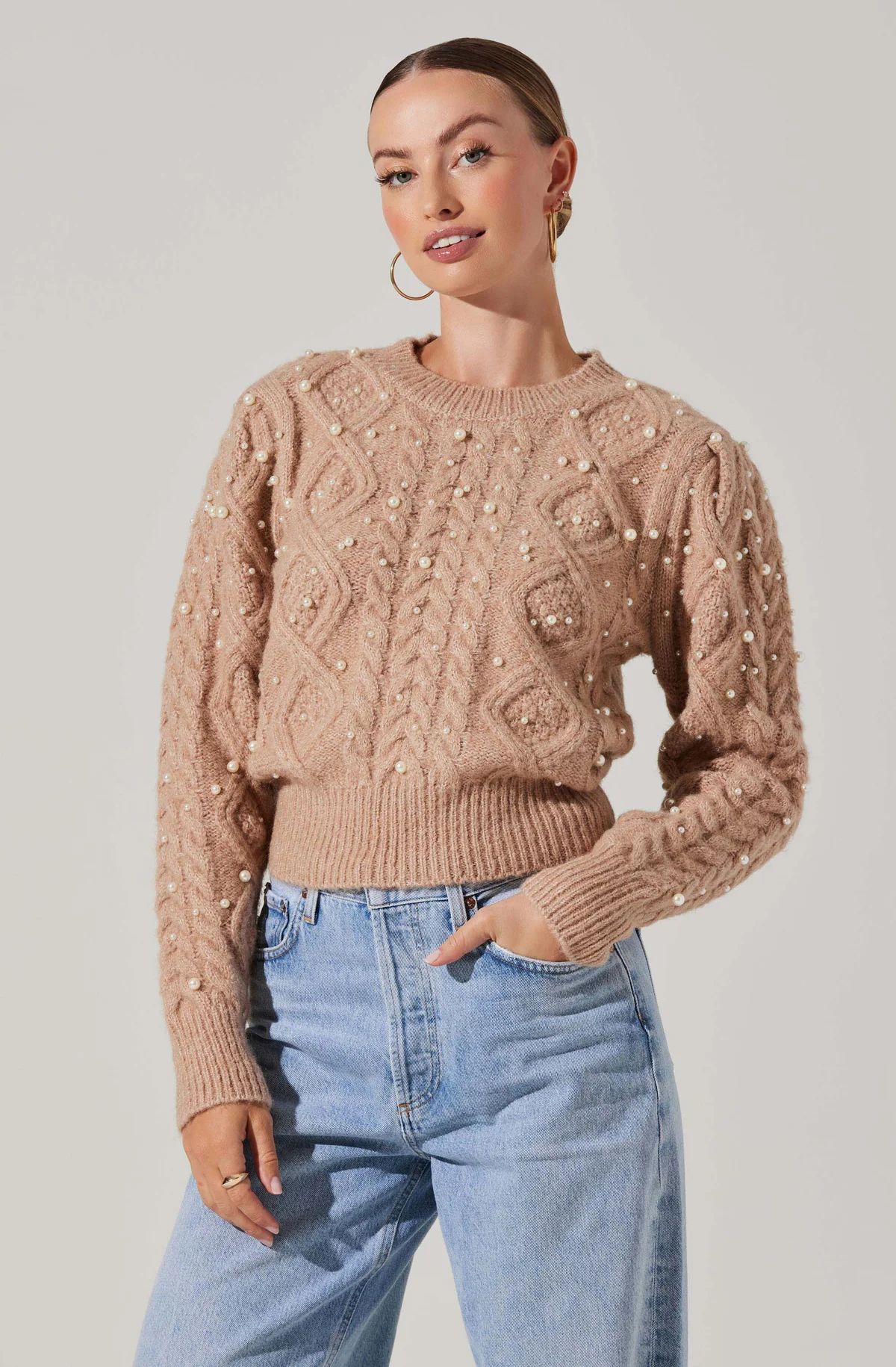 Pearl Embellished Sweater | ASTR The Label (US)