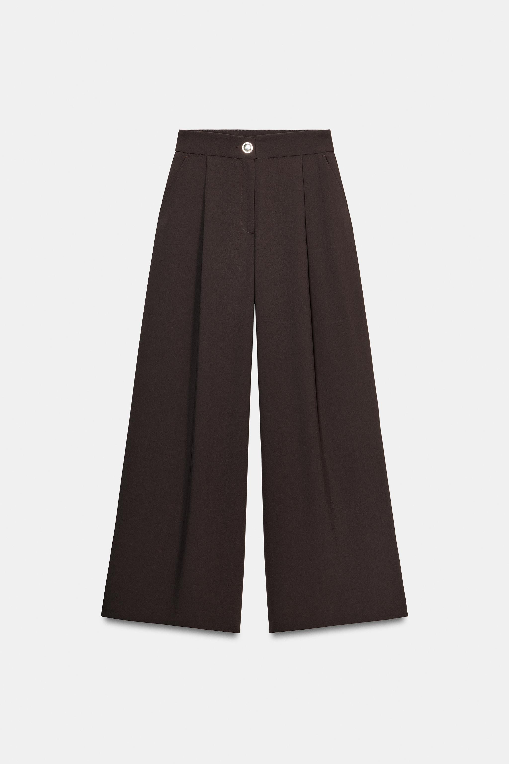 PANTALON PALAZZO BOUTON DORÉ | Zara FR