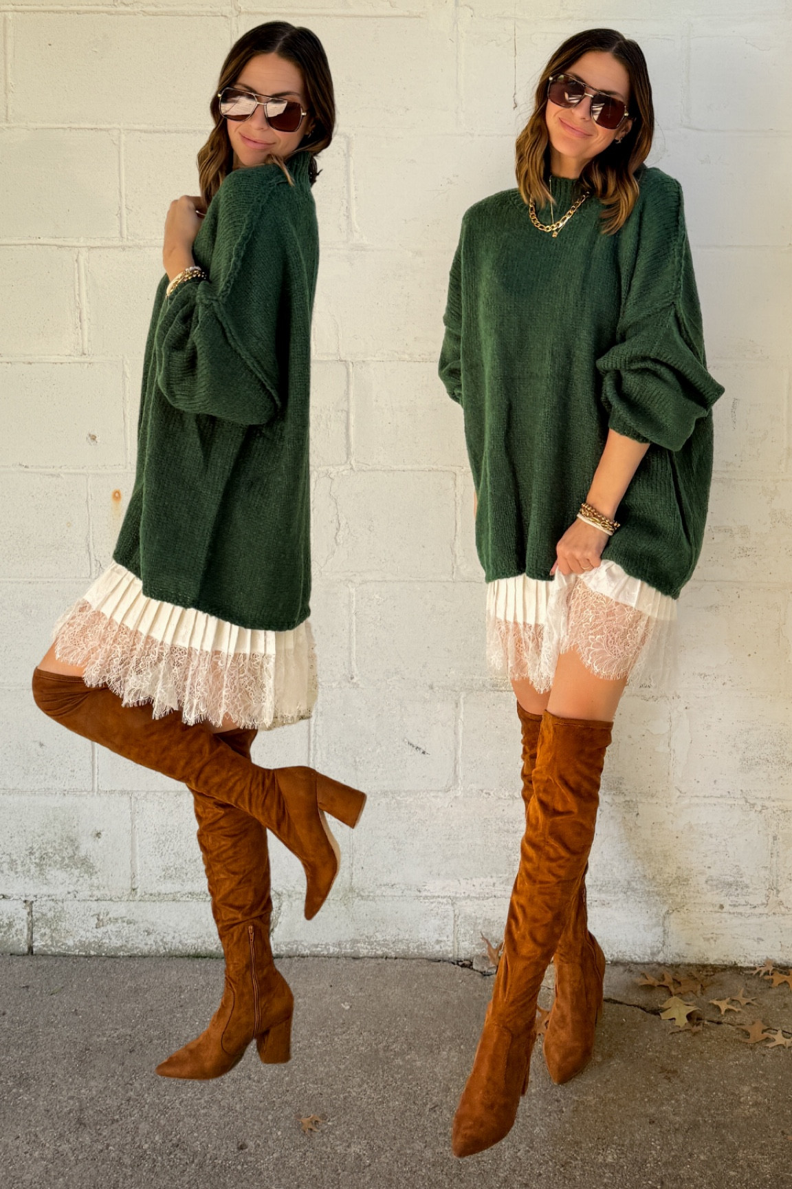 Holiday outfit Inspo. 

Wearing the viral Amazon have skirt with an oversized sweater, knee high boots - for the win. 

Small in top and bottoms could have done XS in sweater 👍🏼



#LTKHoliday #LTKStyleTip #LTKSeasonal