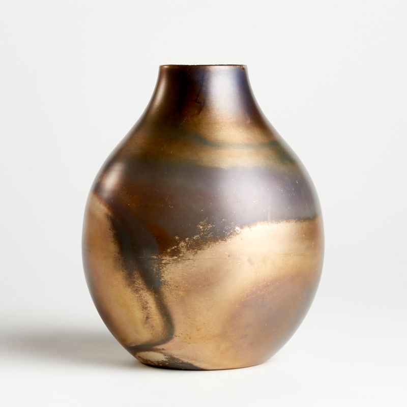 Bringham Medium Metal Vase + Reviews | Crate and Barrel | Crate & Barrel