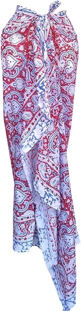 100% Cotton Hand Block Print Sarong Womens Swimsuit Wrap Cover Up Long Womens Apparel Fabric (73"... | Amazon (US)