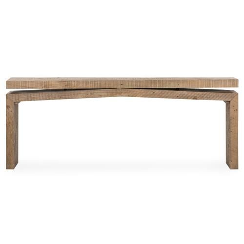 Rayan Rustic Lodge Brown Reclaimed Pine Wood Rectangular Console Table | Kathy Kuo Home