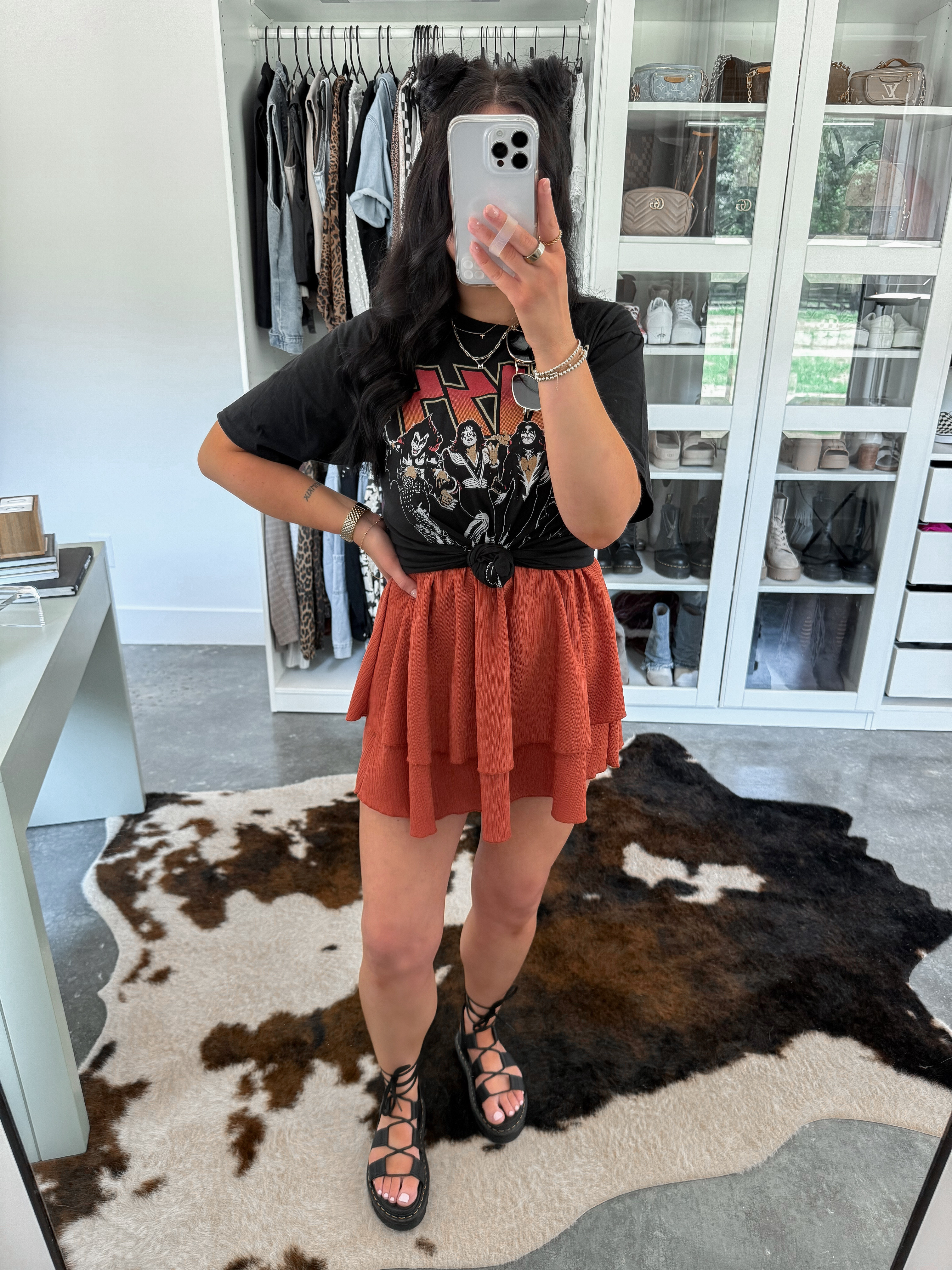 Tee - small (men's option!)
Dress - xs (this dress has great length, I just folded mine at the waist to make it shorter & covered the fold with the band tee!)

This is the perfect fall feel outfit (thanks to this rust color) but is still hot weather friendly (great if you live somewhere where it stays hot well into fall!) 👏🏼 This dress is such good quality and comes in a TON of color options / patterns! I layered this band tee over it and front knotted it to give this look some shape and finished the look with my strappy platform doc martens sandals! I love the edgy vibe of this look. 🖤

 

 #LTKFindsUnder50 #LTKFindsUnder100 #LTKShoeCrush