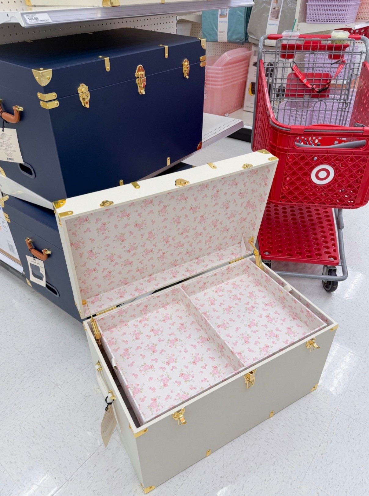 These storage trunks come in two colors and I’m obsessed! Such a pretty way to hide clutter. 

#Target #TargetFinds #HomeStorage #OrganizationGoals #TargetDoesItAgain

#LTKHome