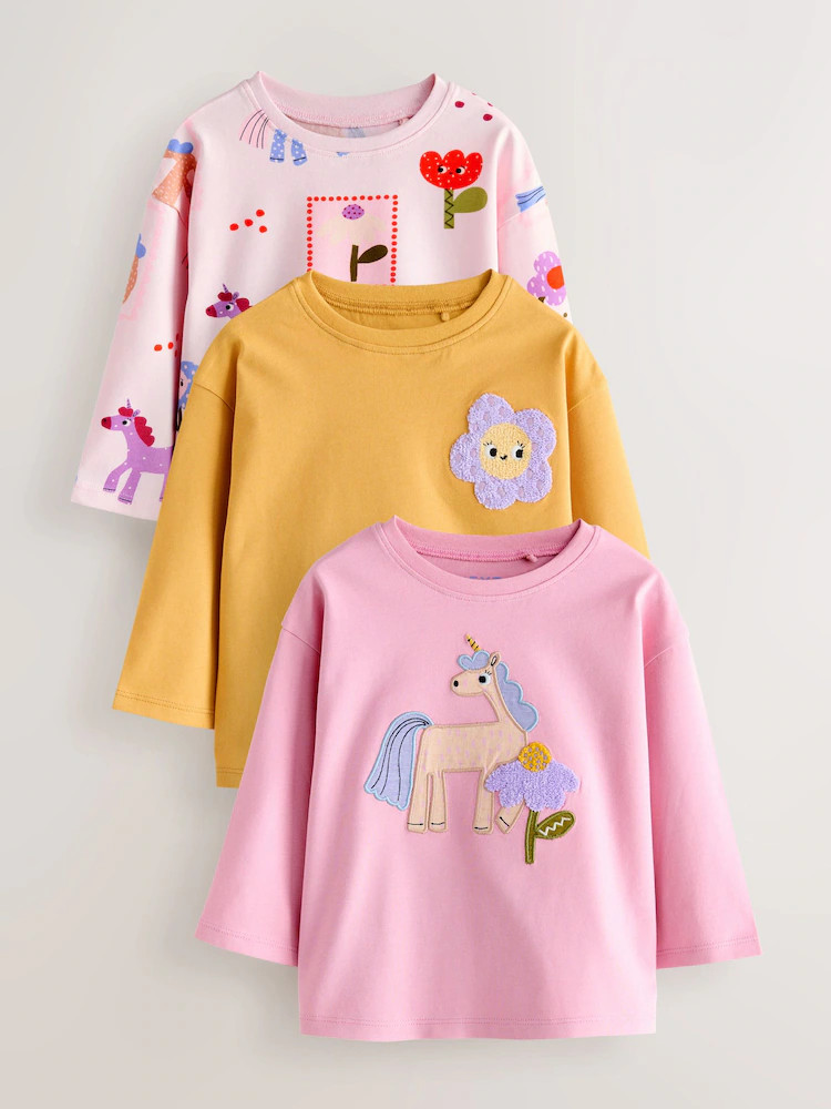 Unicorn Character Long Sleeve Tops 3 Pack (3mths-7yrs) | Next US