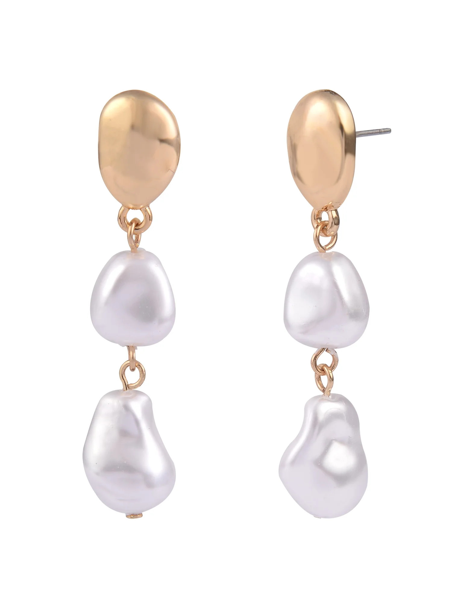 Time and Tru Women's Gold-Tone Acrylic Pearl and Metal Drop Earring | Walmart (US)