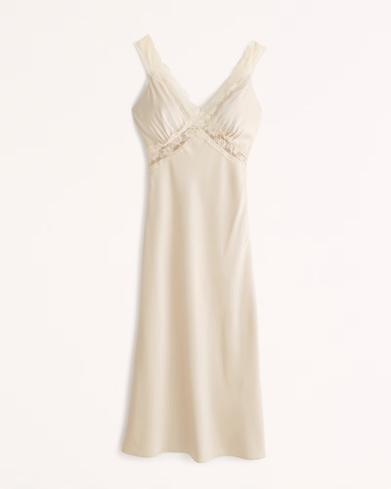 Satin Slip Midi Dress | Abercrombie & Fitch (US)