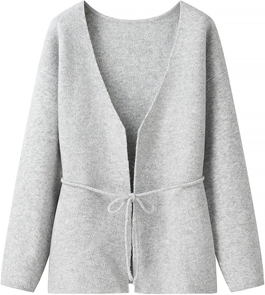 Women's Classic Coatigan Belted Wrap Cardigan Coat Oversized V-Neck Long Knit Sweater Jacket with... | Amazon (US)