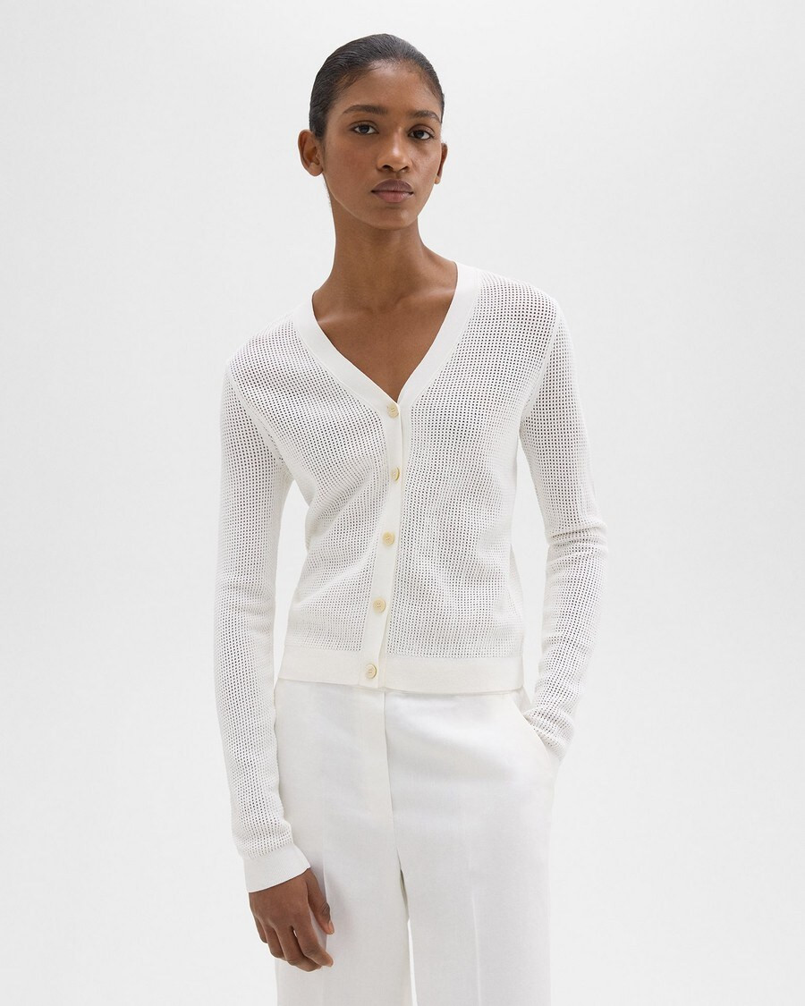 Crepe Knit Pointelle Cardigan | Theory | Theory