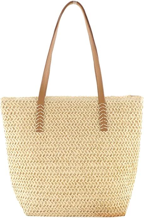 Aktudy Large Straw Bag, Handmade Rattan Woven Handbags Tote Bag Shoulder Bag Beach Bag for Women ... | Amazon (US)