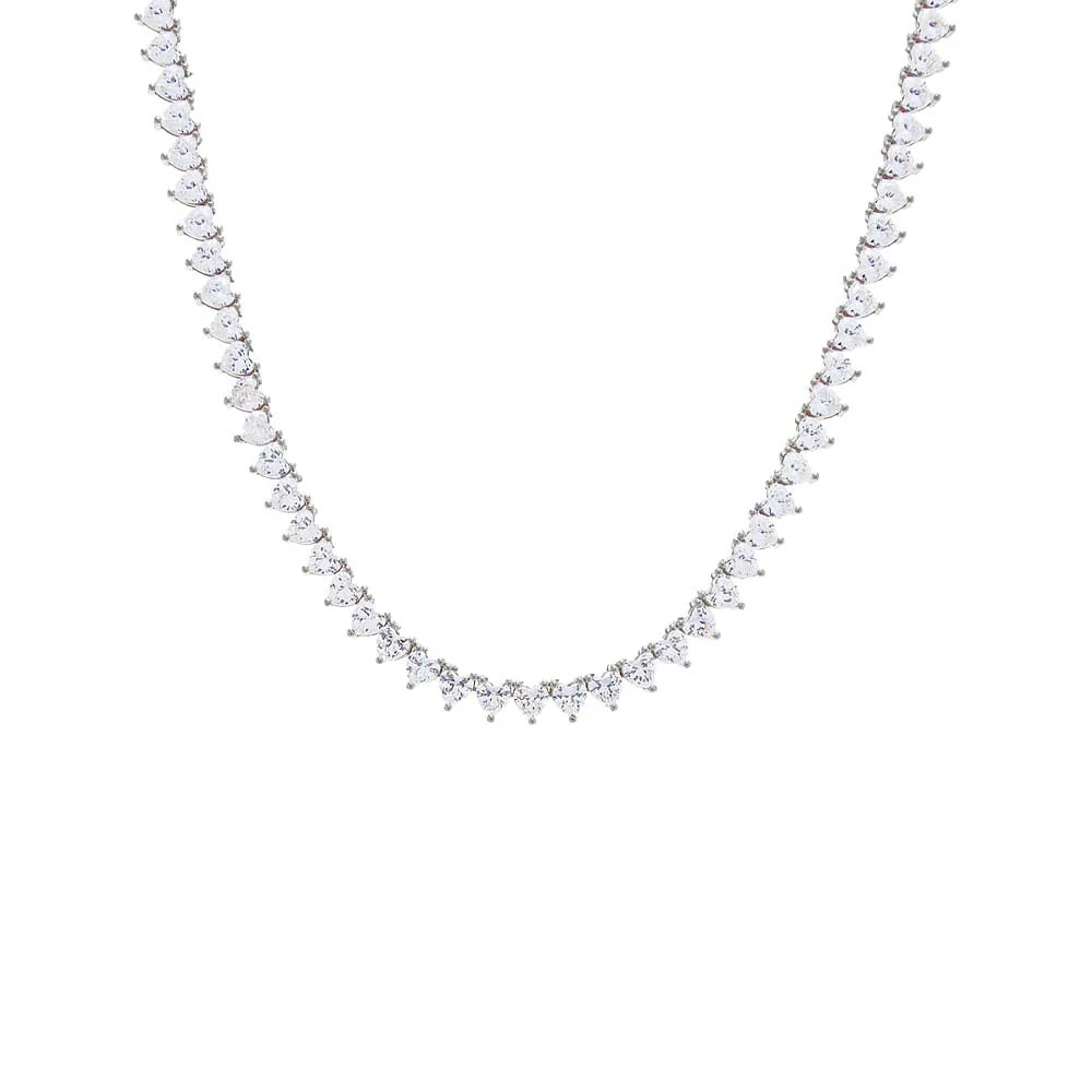 Heart Tennis Necklace by By Adina Eden Silver | Casual Chic Boutique