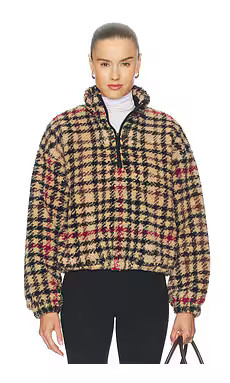 BEACH RIOT Leona Sherpa Jacket in Midnight Houndstooth from Revolve.com | Revolve Clothing (Global)