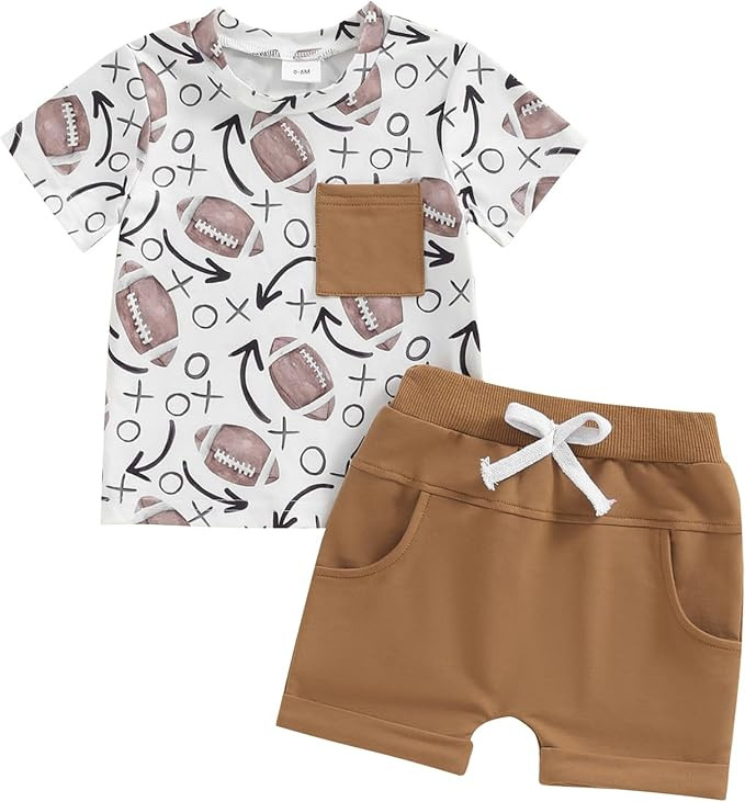 Summer Baby Boy Clothes Football Outfits Short Sleeve T-shirt Top & Casual Shorts 2Pcs Toddler Va... | Amazon (US)