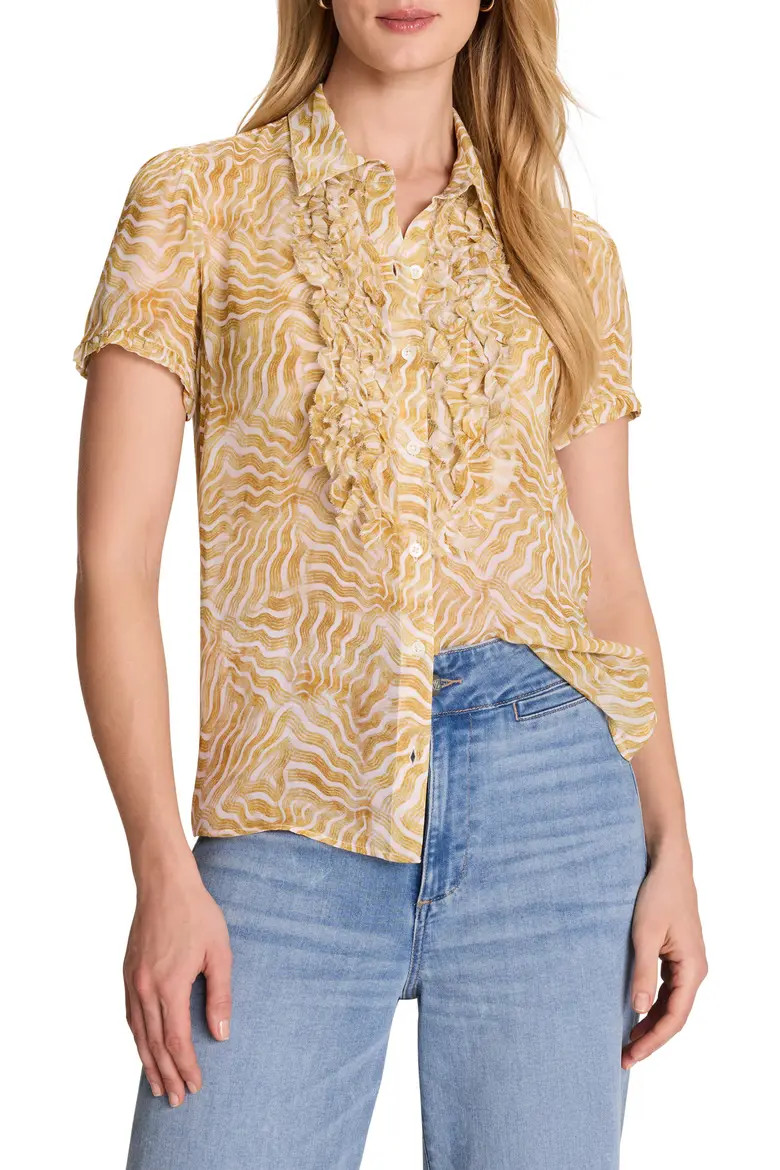 Sunrays Ruffle Placket Georgette Button-Up Shirt (Women) | Nordstrom | Nordstrom