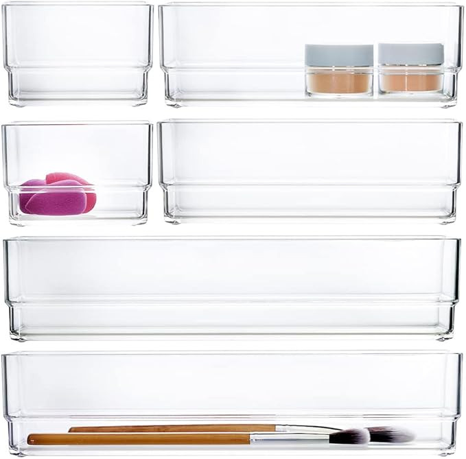 STORi SimpleSort 6-Piece Stackable Clear Drawer Organizer Set | Multi-size Trays | Small Makeup V... | Amazon (US)