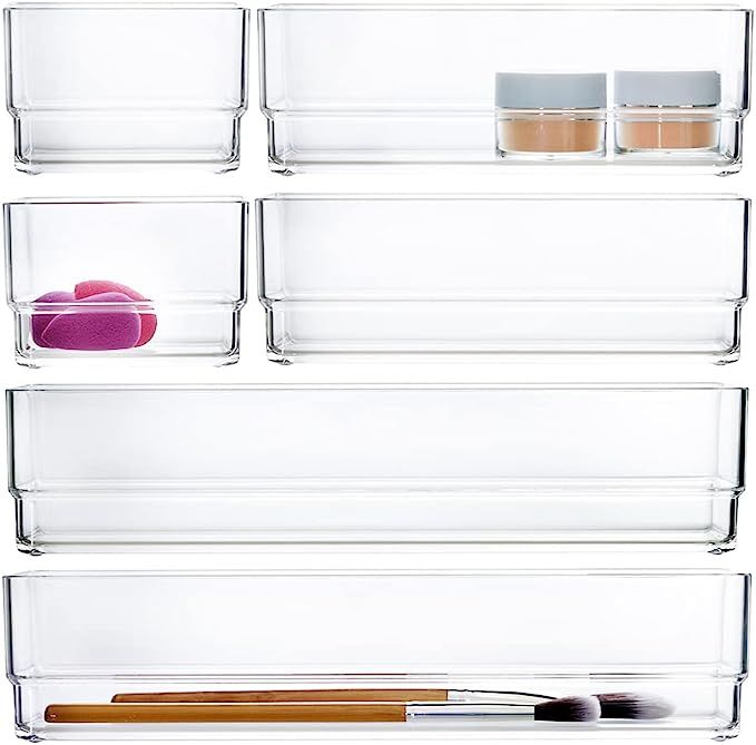 STORi SimpleSort 6-Piece Stackable Clear Drawer Organizer Set | Multi-size Trays | Small Makeup V... | Amazon (US)