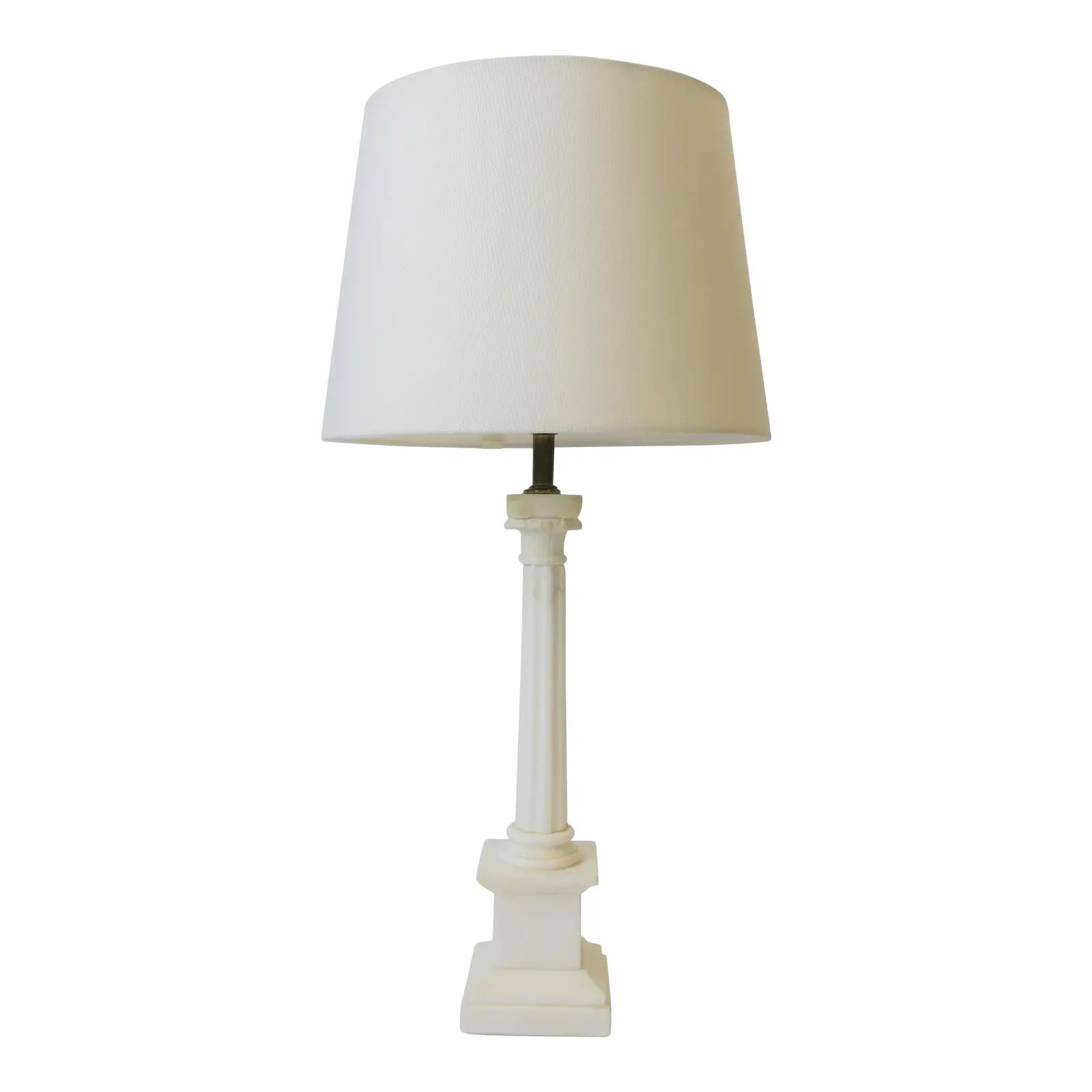 Italian White Marble Column Pillar Neoclassical Desk or Table Lamp | Chairish