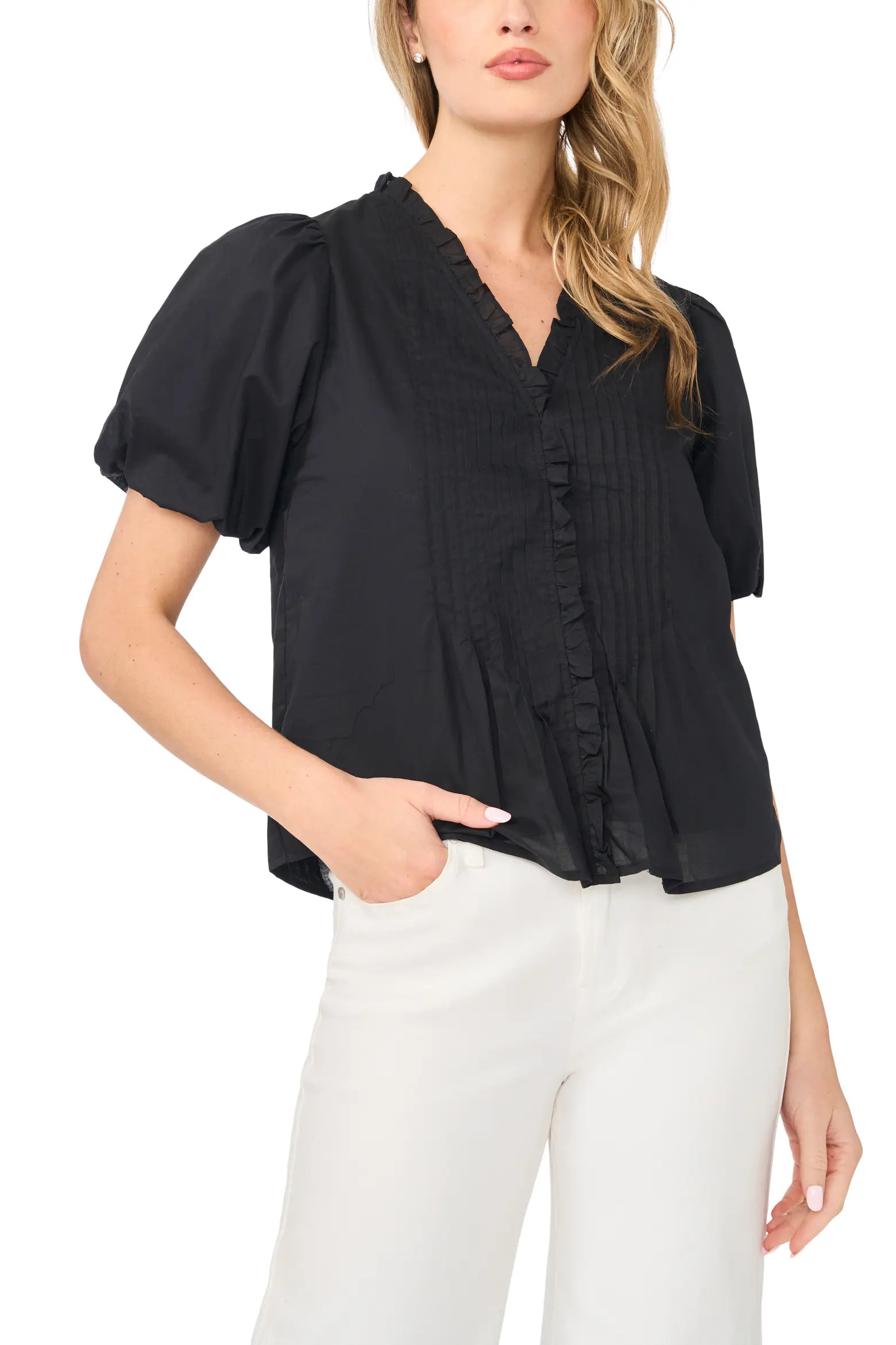 Pintuck Detail Cotton Voile Top (Women) | Nordstrom | Nordstrom