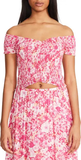 Floral Compass Off the Shoulder Smocked Top | Nordstrom