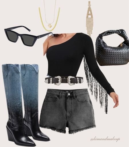 Black shorts country concert outfit 