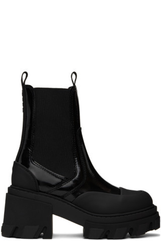 Black Cleated Heeled Mid Chelsea Boots | SSENSE