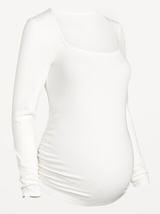 Maternity Long-Sleeve Trapeze-Neck T-Shirt | Old Navy (US)