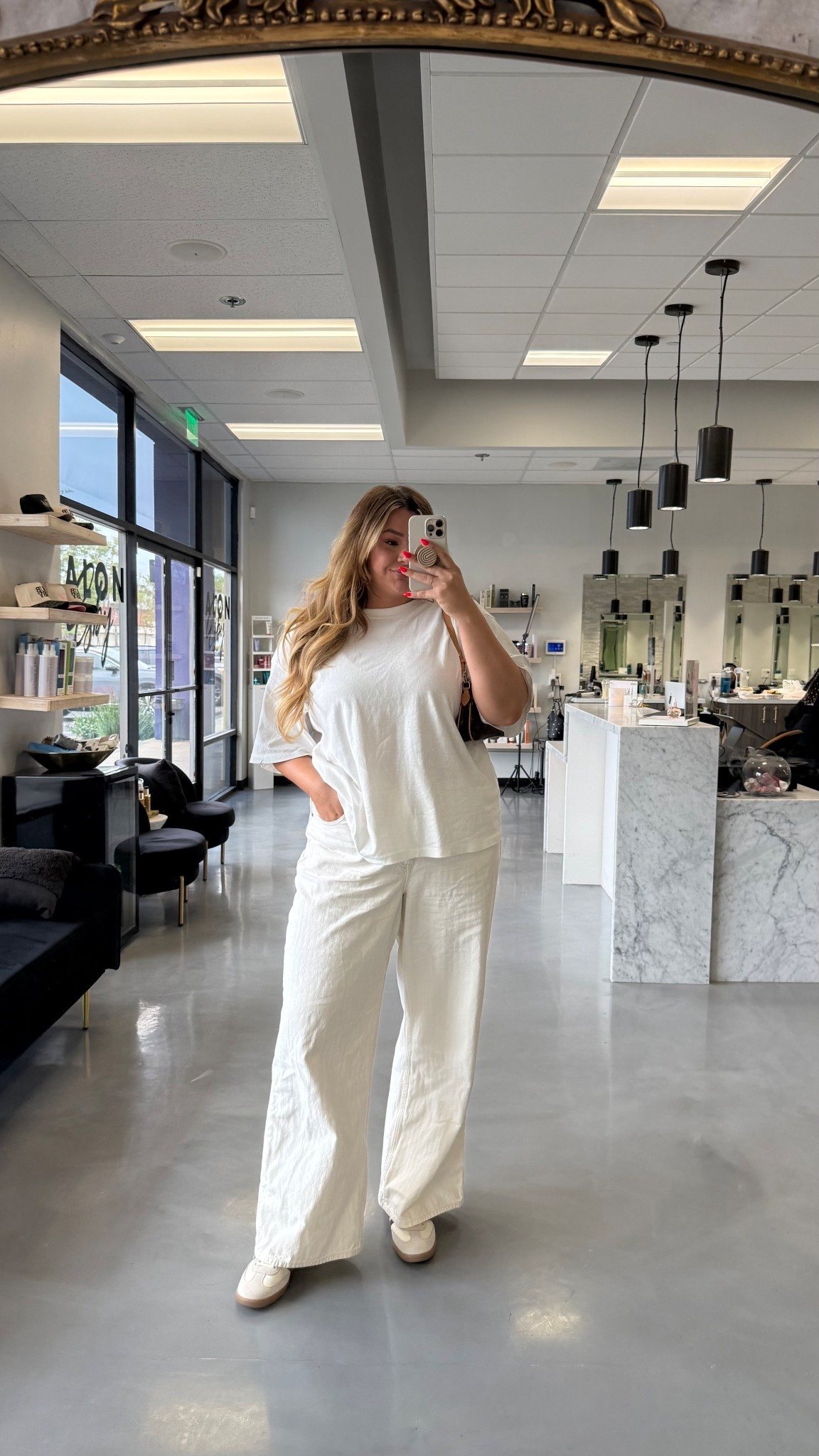 big shirt big pants kinda day hehe wearing 33 long in the pants & XL in the shirt! (it comes in a set with a skirt)

#LTKMidsize #LTKSummerEdit