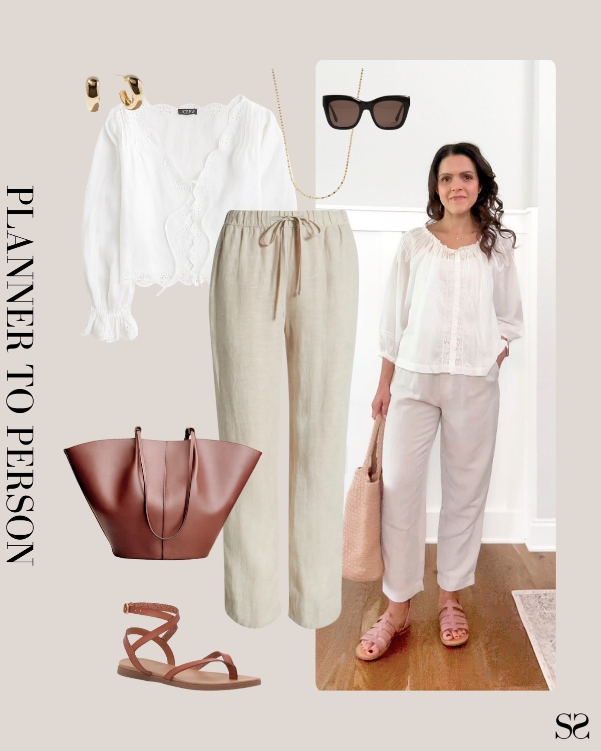 Planner to Person | Monthly outfit planner AUGUST: Summer looks, revisit + rework outfit inspo | linen pant, feminine eyelet blouse, leather tote, gladiator sandals 

#summeroutfit #casualstyle #transitionalstyle #summertofall


#LTKStyleTip #LTKSeasonal