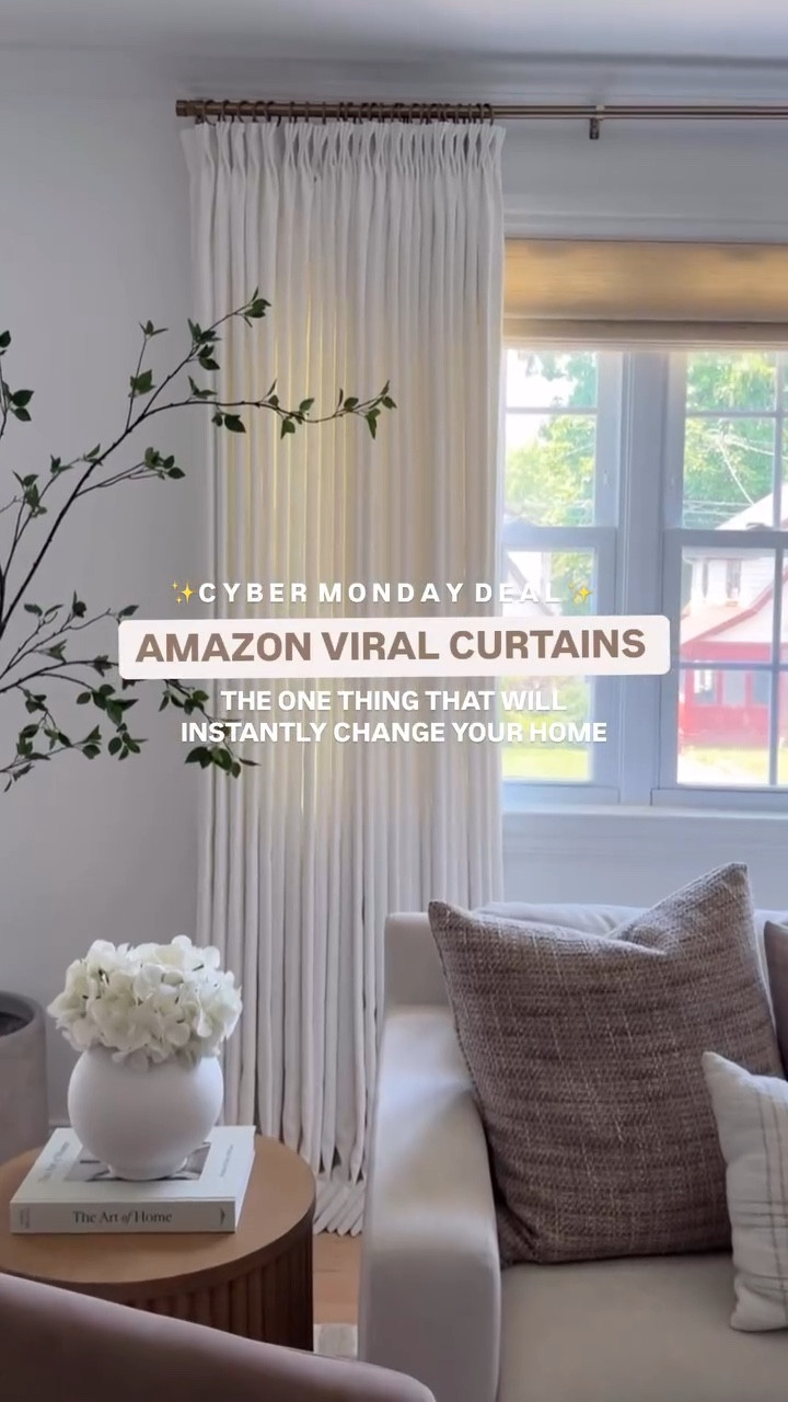 Amazon viral curtains is finally on sale! 

They literally has transformed our living room and I’m obsessed of how luxurious & high end it looks. 👌

Style details:

▫️(4) panels 90 length x 60 wide
▫️Triple pleat
▫️Memory shaped
▫️Several colors available- as show Beige White 
▫️Blackout Lining
.
.
.
.
.
.
Affordable curtains, Living room refresh, organic modern, home hacks, home decor tips, interior design inspiration, home decor, designer look for less, LTK home, home style, Amazon home finds, budget friendly home decor

#LTKCyberWeek #LTKSaleAlert #LTKHome