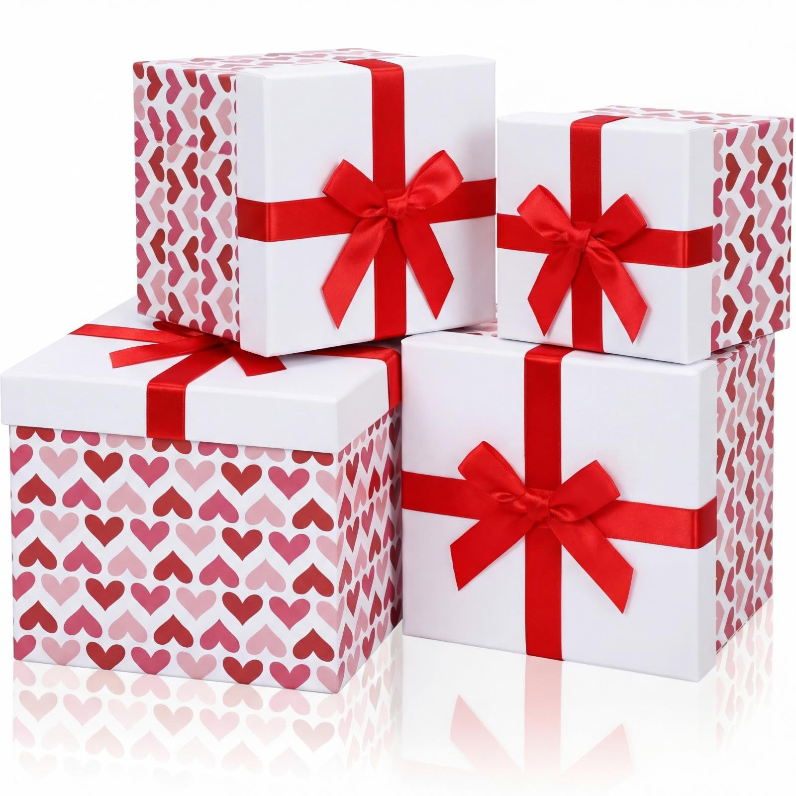 Epakh 4 Pcs Valentine's Day Nesting Gift Boxes with Lids Black Red Hearts Stacking Square Box Gif... | Amazon (US)