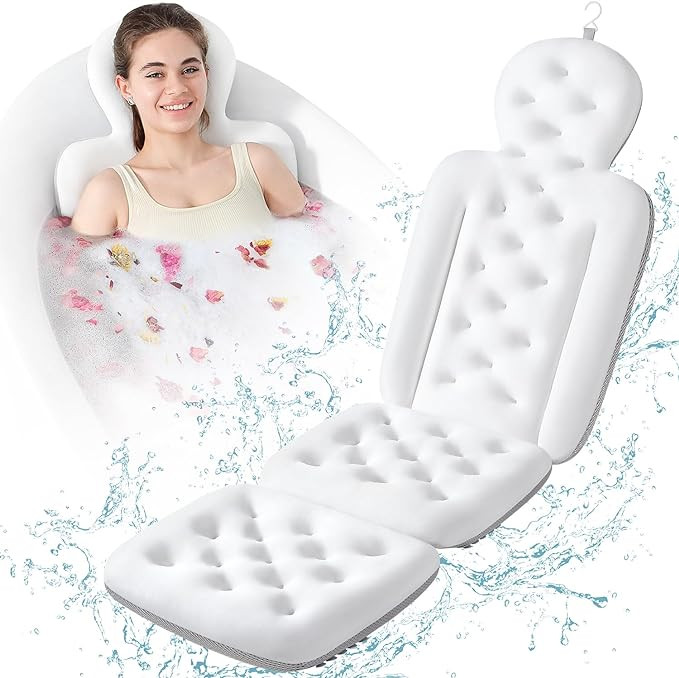 Luxury Bath Cushion, Full Body Bathtub Pillow with 160 Suction Cups, Bath Mat for Head and Neck S... | Amazon (US)