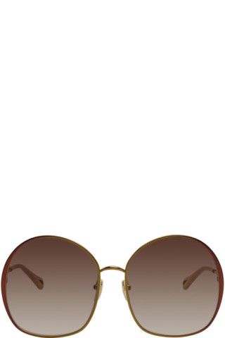 Gold & Red Round Sunglasses | SSENSE
