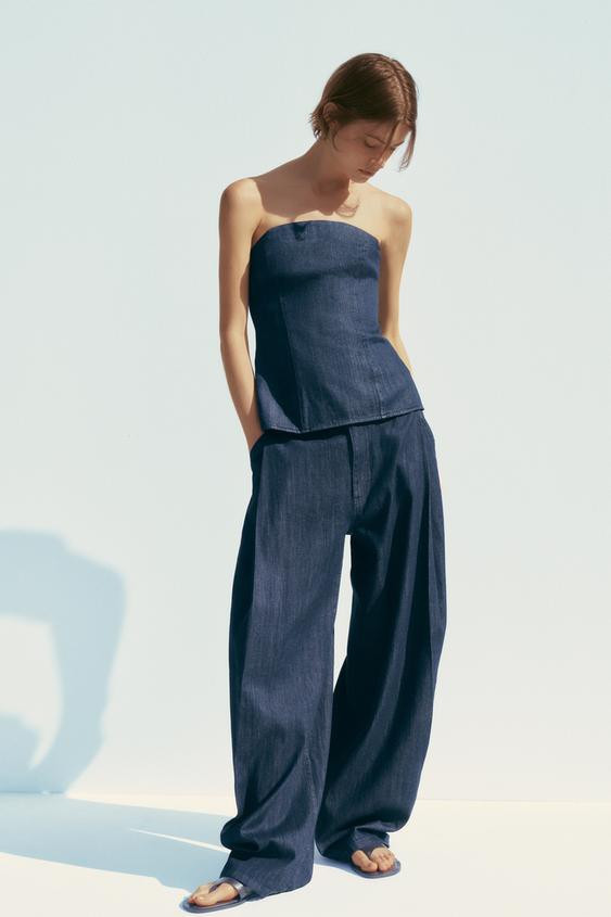 DENIM TROUSERS WITH DARTS | Zara UK